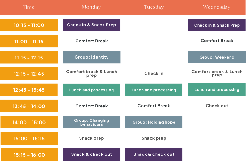 Example online timetable schedule
